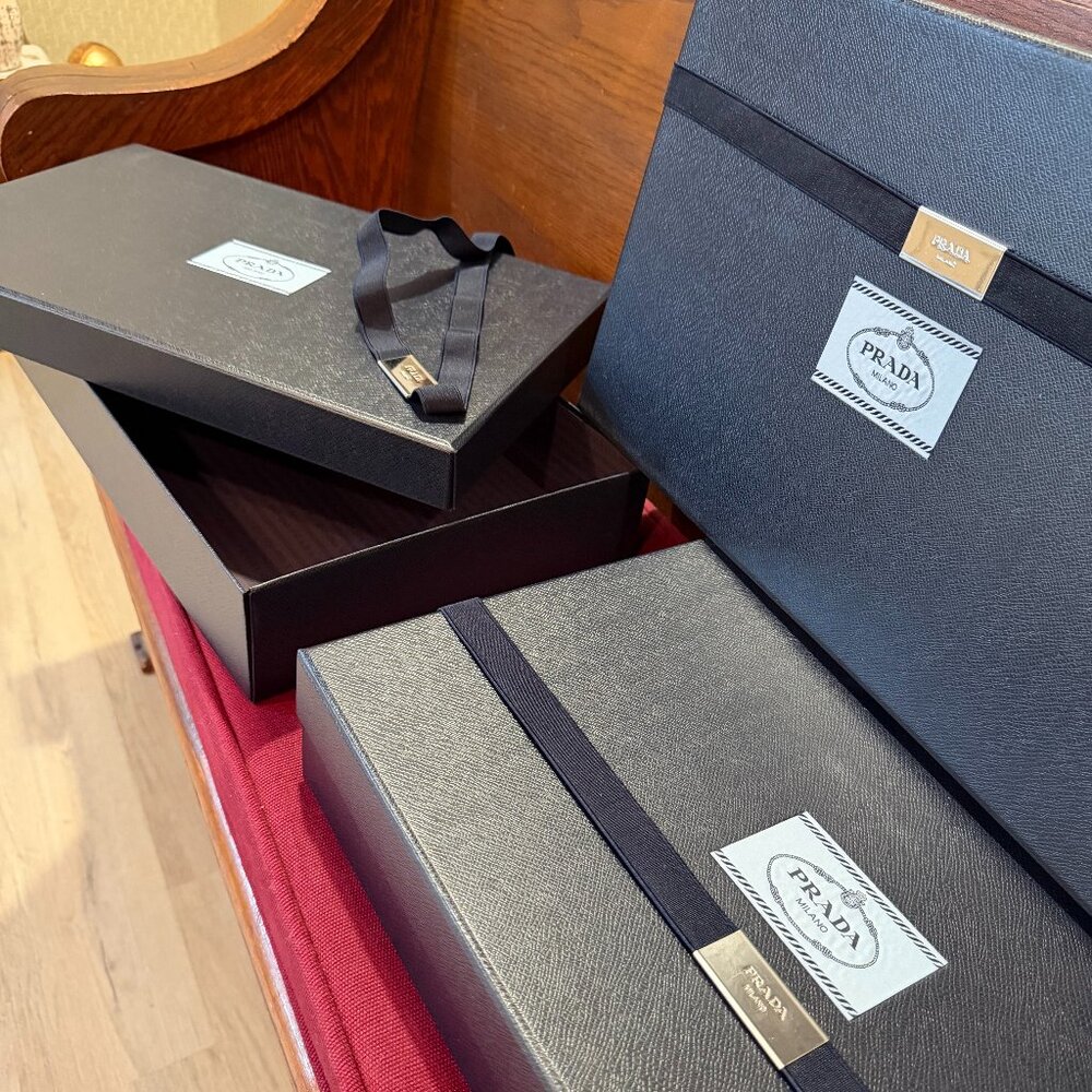 Prada Set of 3 Clothing Gift Boxes – Luxury Collector Set with Logo Ribbon - Picture 2 of 9